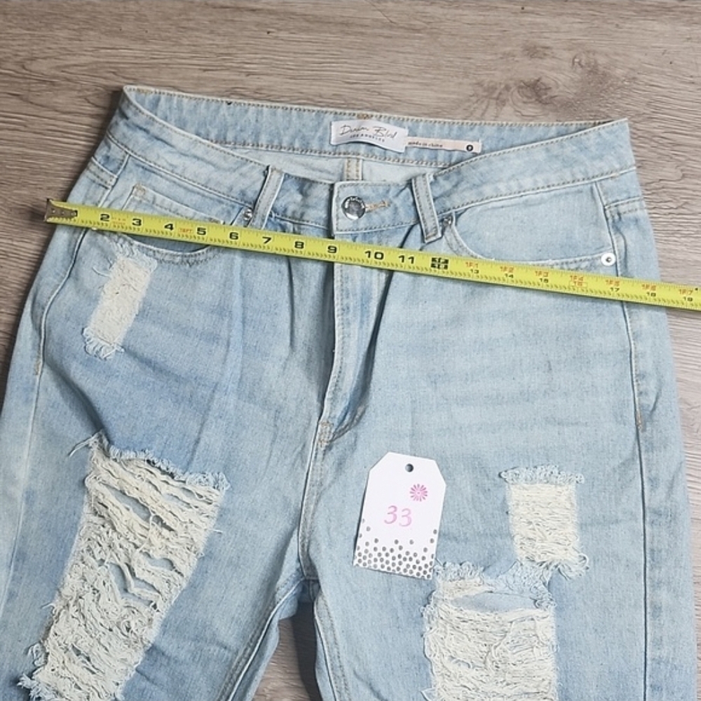 Denim Jeans Light Wash Distressed Ripped - Picture 8 of 10